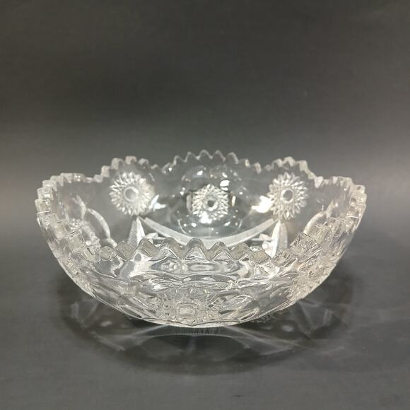 EAPG McKee Sextec Press Cut Ruffled Sawtooth Edge 6.5" Bowl *Rim Chips* - Picture 11 of 12